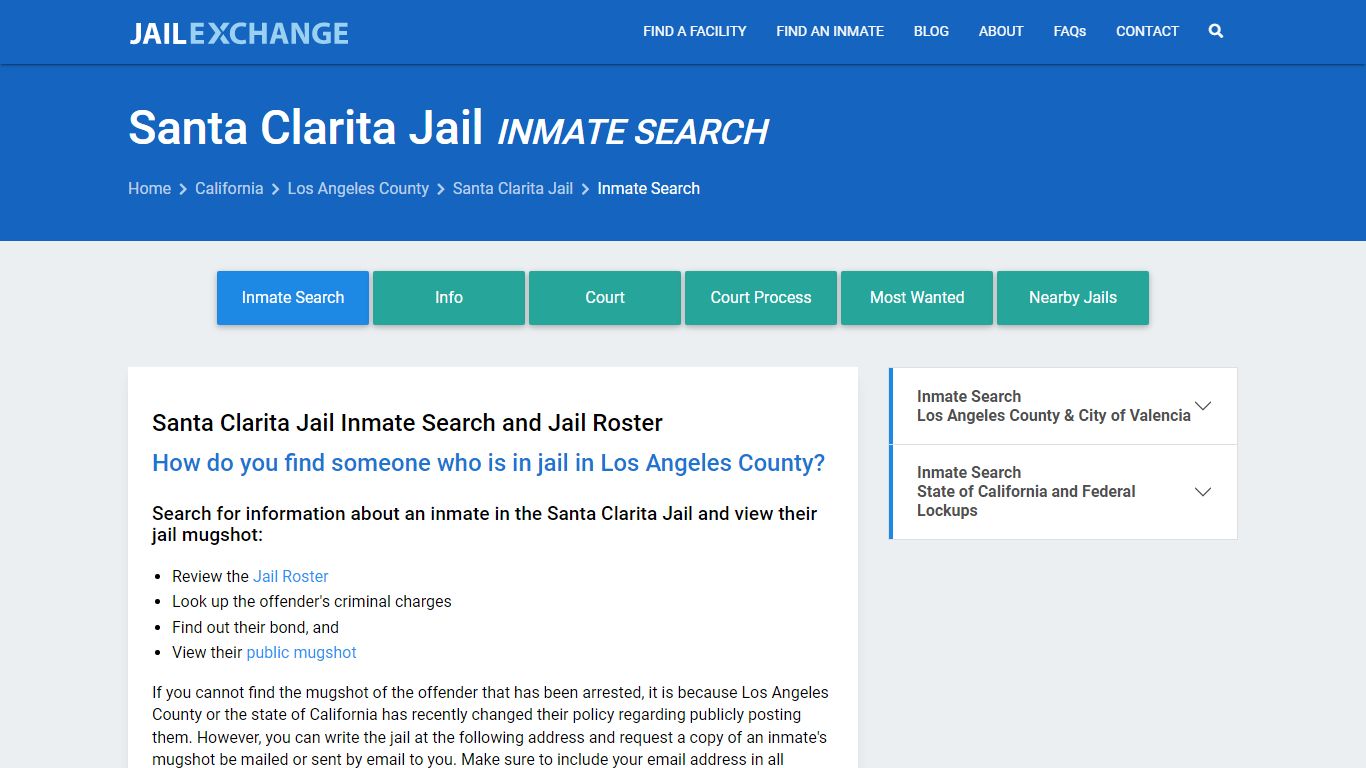 Inmate Search: Roster & Mugshots - Santa Clarita Jail, CA
